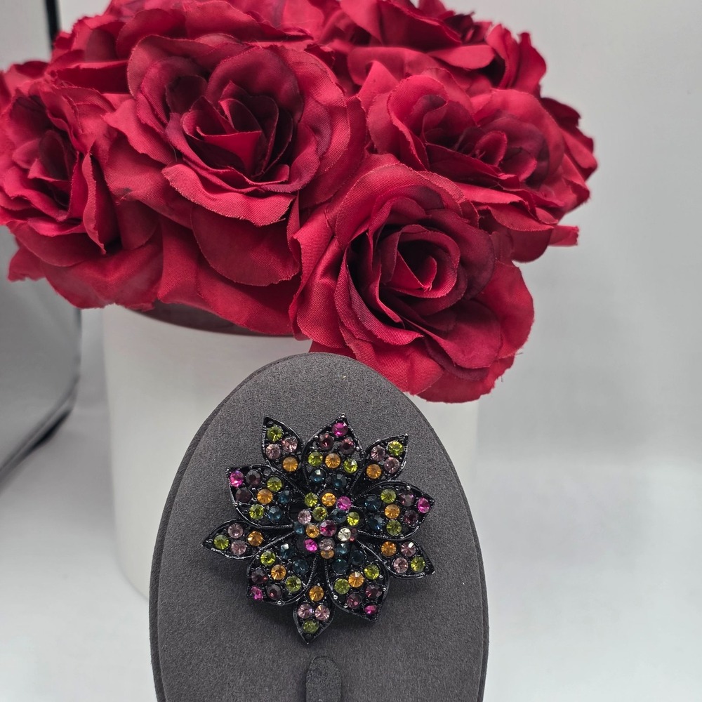 Sparkling Flower Brooch Crystal Rhinestone‎ Pin Multicolor Vintage Style Jewelry